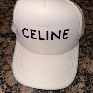 Celine Cream TRUCKET HAT with Black Logo
